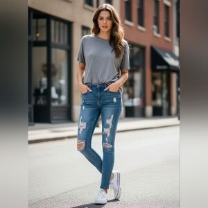 Wax Jean Blue Distressed Skinny Jeans